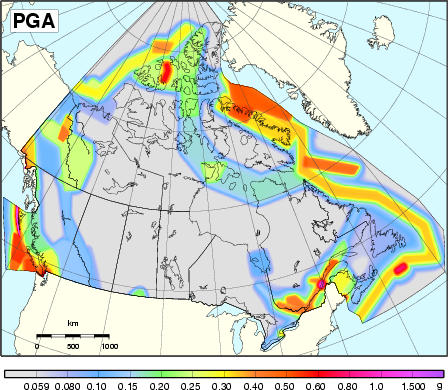 2005 NBCC seismic hazard map - PGA 2005 NBCC seismic hazard map - PGA